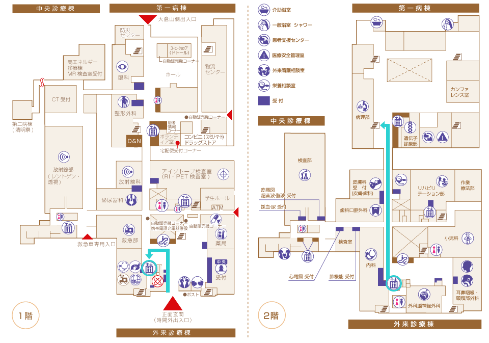 神戸大学医学部附属病院　院内地図