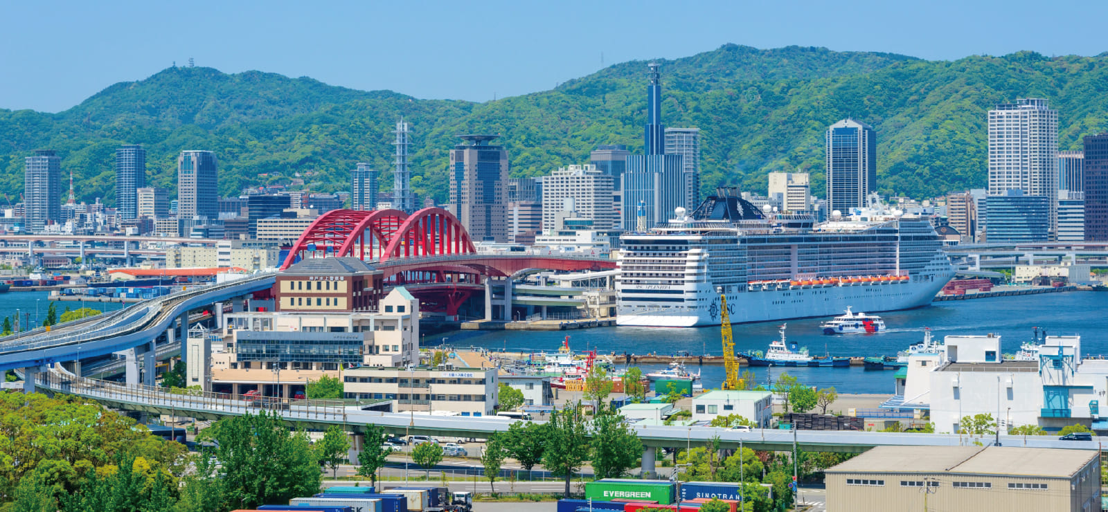 View of Kobe city from Port Island