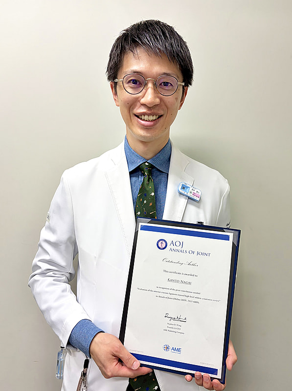 長井寛斗先生が Annals of Joint 誌の Outstanding Author に選出されました。