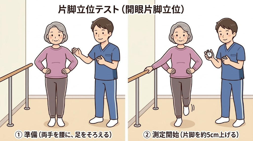 片脚立位テスト（開眼片脚立位）