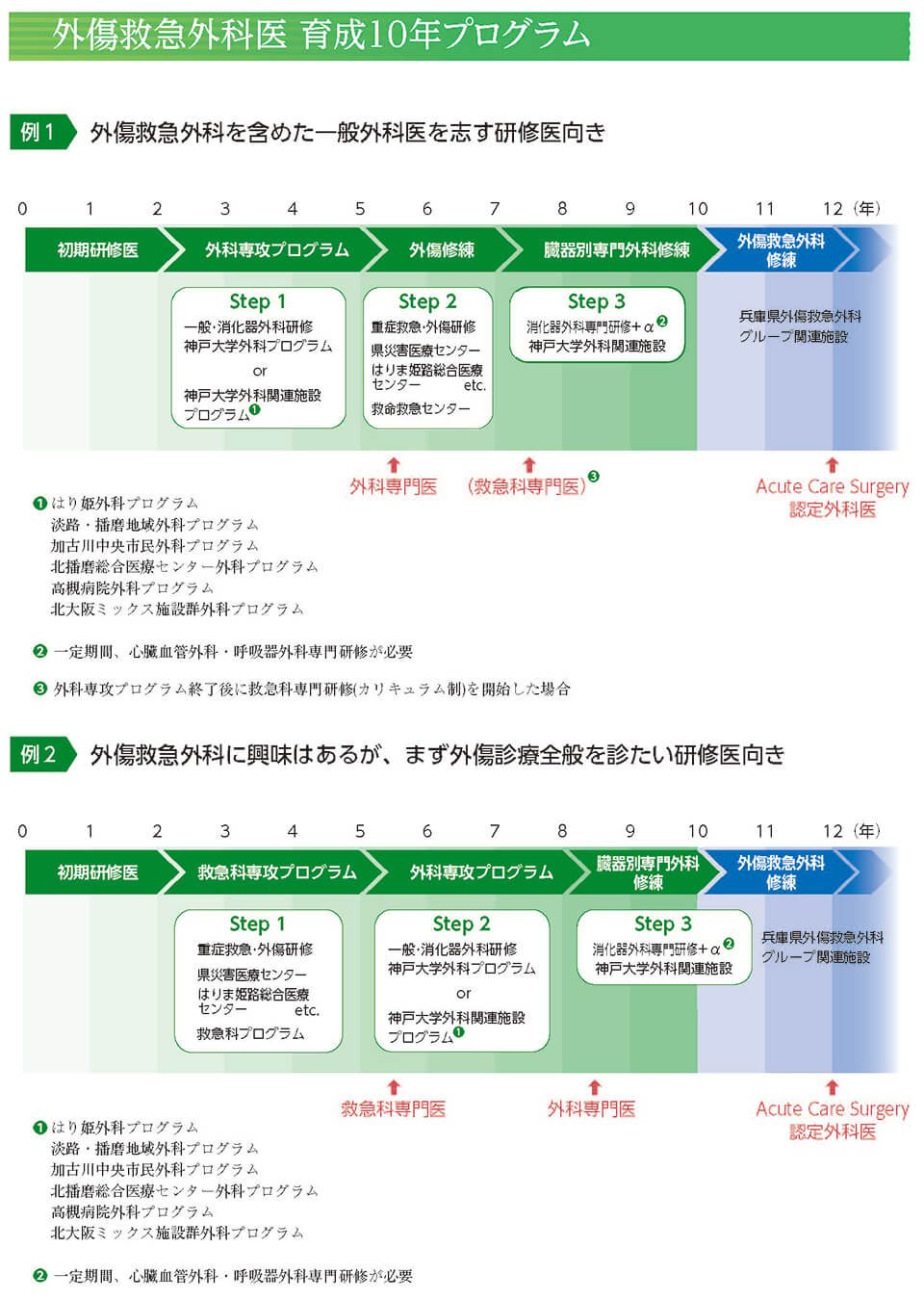 外傷救急外科医育成プログラム(一例)