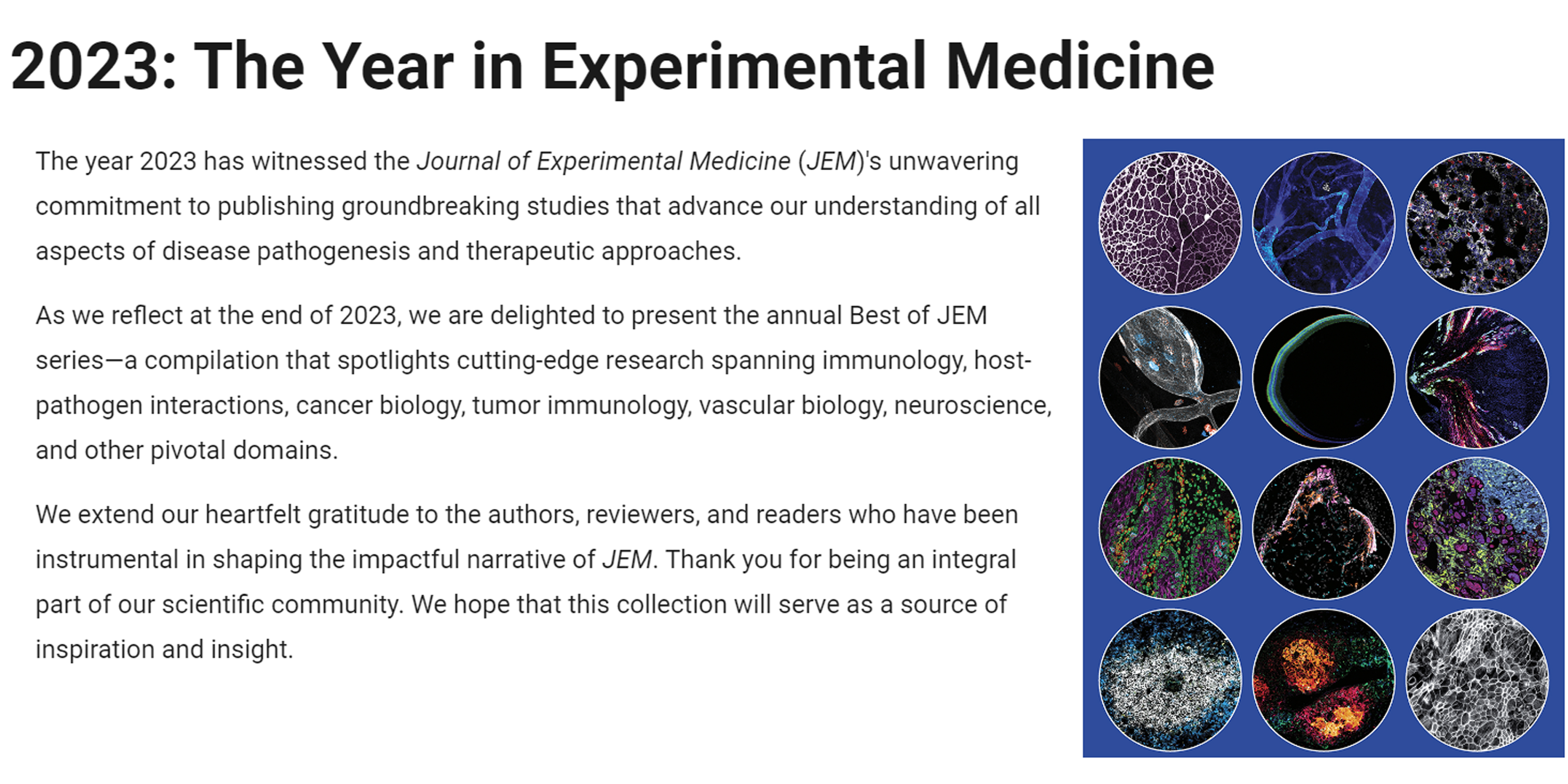 The Year in Experimental Medicine 2023